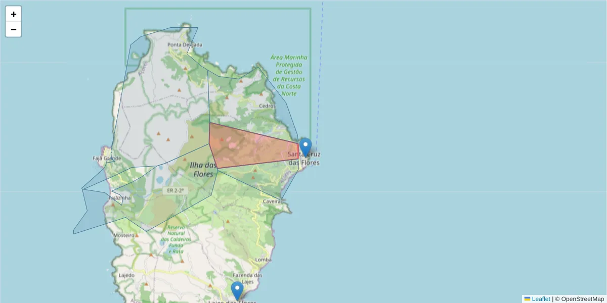 Mapa detalhado do código postal 9970 com limites, códigos postais vizinhos e agências dos correios